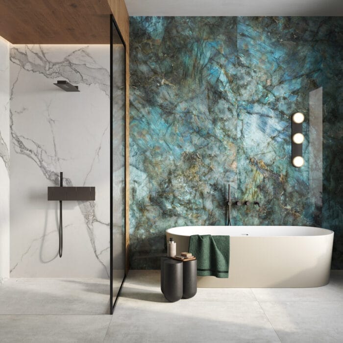 Canova Labradorite 120 x 280cm & Canova Statuario 120 x 280cm